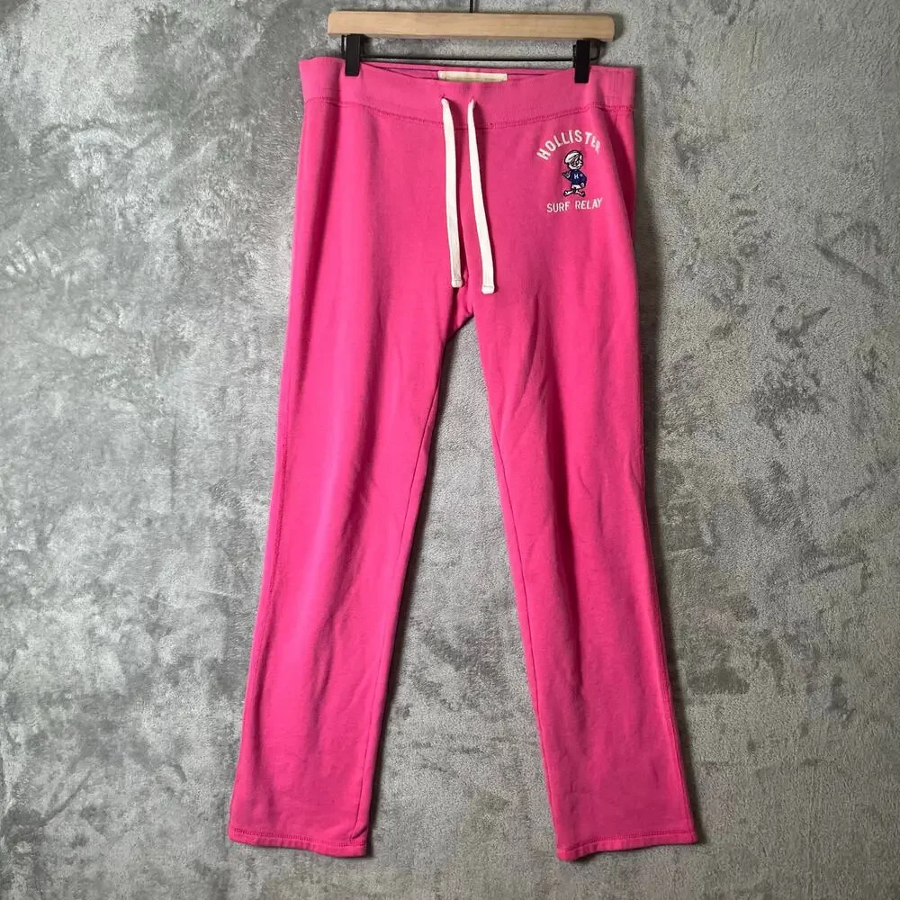Vintage Hollister Surf Relay Pink Low Rise Sweatpants Y2K Baddie Pink‎ Lounge LG